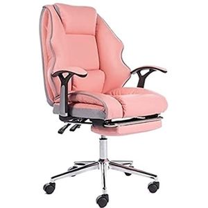 Computer Stoel Bureaustoel Werkstoel Fauteuil Stoel Hoge Rugleuning Bureaustoel Ergonomisch Werk Draaistoel Met Voetensteun Rugleuning Leunende Functie Directiestoel Bureaustoelen (Color : Rosa)