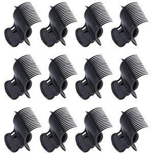 12 Stuks Plastic Hot Roller Super Clips Haar Krultang Klauw Klemmen voor Vrouwen Zwart