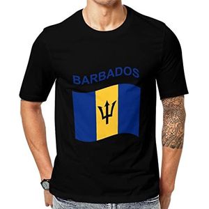 Vlag van Barbados heren korte mouw grafisch T-shirt ronde hals print casual tee tops 6XL