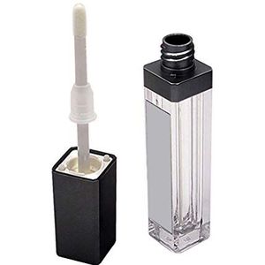 7ml Lege Lip Gloss Tubes Lip Container met Spiegel &LED Licht Transparant+Zwart, Transparant Zwart