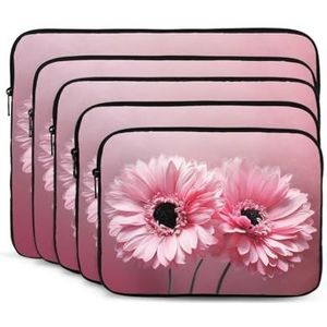 Twee Roze Bloemen Print Laptop Sleeve Case Draagbare Computer Tas Draagtas Kleine Laptop Tas voor Vrouwen Mannen 13 inch