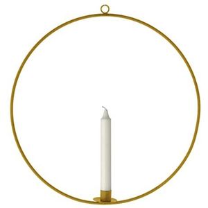 Metalen staafkaarsenhouder ring 40 cm - goud - tafelkaarsenstandaard rond om op te hangen - decoratieve kaarsenhouder kandelaar hoep groot om op te hangen Kerstmis advent winter