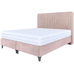 FURNISTAR Boxspringbed VIENAPLUS met pocketvering matras tweepersoonsbed gestoffeerd bed modern slaapkamerbed met zwarte poten slaapkamer (140x200 acept 41)