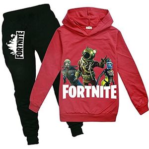 Cartoon trekkoord casual pullover met capuchon, 3D digitale print pullover hoodies met grote zakken, pullover capuchonpullover tops blouse voor jongens meisjes tieners kinderen, Kq-rood, 140 cm