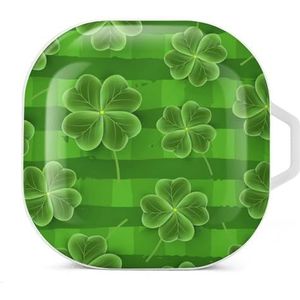 San Patrick S Day patroon klaver oordopjes hoesje compatibel met Samsung hard shell beschermhoes witte stijl