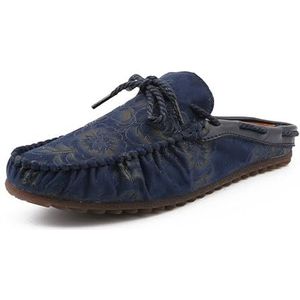 Herenloafers Bloemen Veganistisch Leer Halve Mocassins Loafers Schoenen Antislip Lichtgewicht Antislip Party Slip-on (Color : Blue, Size : 44 EU)