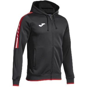 Joma - Heren sweatshirt - Olympiade - capuchon - ritssluiting, Zwart Rood, L