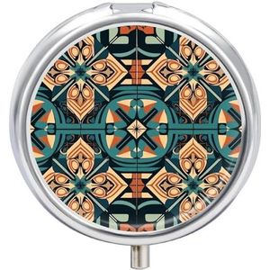 Donkeroranje raster pillendoosje 3 compartimenten reisgeneeskunde pillenorganisator 3x per dag draagbare vitamine-organizer met spiegel kleine pillendoos voor portemonnee en zak, schattige dagelijkse