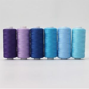 Borduurgaren 6 stuks 200 meter naaigaren borduurmachine draad accessoires thuis reparatie doe-het-zelf naaien ambacht polyester draad veelkleurige set (kleur: set 5)