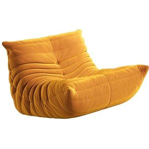 Loungestoel Zachte luie vloerbank voor slaapkamer Armloze suède stoffen hoes Zitzak Bank Fauteuil Modern Ontspannend 70 * 93 * 85cm oranje