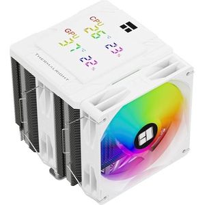 Thermalright Peerless Assassin 120 Digitale ARGB White CPU Air Cooler, Digital Screen Top Cover, 6 heatpipes Computer CPU-koeler, voor AM4/AM5, Intel LGA1700/1851/1150/1151/1200, PC Cooler-White ARGB