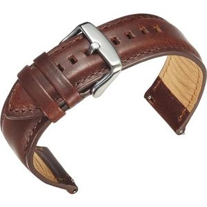 dayeer Luxe lederen horlogeband voor DW-horlogeband voor Daniel Horlogeband voor Wellington Polsriem Zwarte sluiting (Color : Dark Brown-Silver, Size : 20mm)