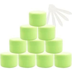 Cosmetica-doosjes, 12 stuks lege 50 ml roze plastic cosmetische potten met schroefdeksel, g kleine pot binnenvoering for reisgel lippenbalsem + 5x spatel(Groen,30ml)