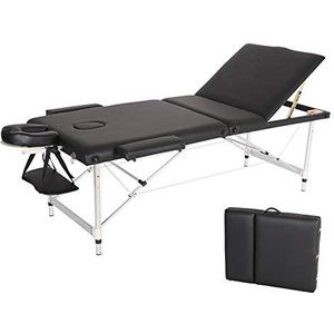Renovatie Huis Massage Tafels zwart Multifunctionele spons gevuld comfortabel 3 sectie aluminium e beauty massage tafel Arm ondersteuning met hoofdsteun Geschikt voor schoonheid tattoo behandeling