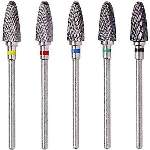 Alicer Bits voor elektrische nagelfrees, 5 stuks wolfraamcarbide nagelvijlbits, professionele nagelfrees, opzetstukken voor nagelgel, acrylnagels, manicure pedicure