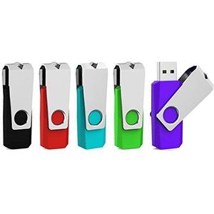 Aiibe Set van 5 USB-sticks, 32 GB, USB 3.0-flashdrives, USB-drives, 32 GB USB-stick (5 gemengde kleuren: zwart, rood, cyaan, groen, paars)