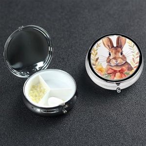 Pillendoosje pillendoosje 3 compartimenten kleine pillenorganizer voor portemonnee en zak reizen pillendoos konijn rozet schattige medicijnorganisator pillenhouder om vitamines visolie vast te houden