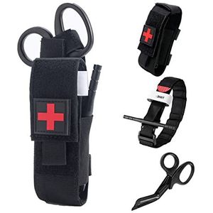 Upgrade Tourniquet Pouch met Tourniquet en Shear, Molle Tourniquet Houder, levensreddende bloeding, bediening met één hand van hemostatisch verband (3 stuks)