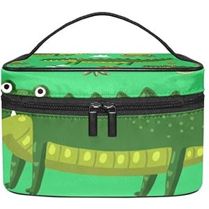 Krokodil Groene Kikker Make-up Organizer Bag, Reizen Make-up Tas Organizer Case Draagbare Cosmetische Tas voor Vrouwen en Meisjes Toiletartikelen, Meerkleurig, 22.5x15x13.8cm/8.9x5.9x5.4in