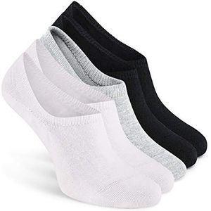 ALL ABOUT SOCKS Onzichtbare sneaker sokken dames & heren grijs 39-42 - ANTI-SLIP - HOOGWAARDIGE sneakersokken - Zonder drukkende teennaad Mix (wit, grijs, zwart) (5-pak)
