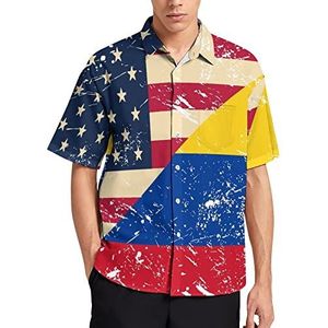 Amerikaanse en Columbia Retro Vlag Hawaiiaans shirt voor mannen zomer strand casual korte mouw button down shirts met zak