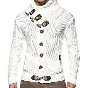 Wintertrui, Heren Herfst Winter Truien Streetwear Coltrui Gebreide(White,XL)