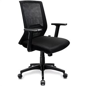 Goliving Bureaustoel, ergonomisch, bureaustoel, modern, volledig verstelbaar, draaistoel met wielen, tot 130 kg belastbaar, pc-stoel met armleuningen, bureaustoel incl. vaste lendensteun