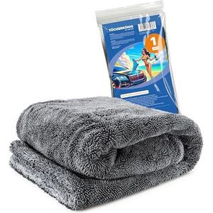Kemes Microvezeldoeken auto XXL ultra absorberend met 1400 g/m² Heavyweight grijs 40 x 40 cm premium microvezel droogdoek krasvrij | 5-voudige absorberende polijstdoek voor auto-onderhoud en