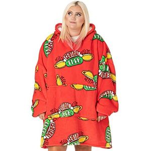 Vrienden Central PERK VUddie Oversized deken Hoodie Women Dames Red Fleece Een maat