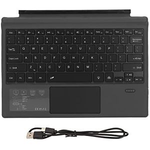 Draagbaar Zwart Draadloos BT-toetsenbord met Touchpad, 7 Kleuren Achtergrondverlichting, Geschikt voor Pro-tablets, Magnetische Verbinding, C-opladen