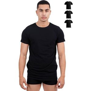SKIPPER 3-pack heren stretch T-shirt met ronde hals I basic shirt in zwart I onderhemd van 95% katoen en 5% elastaan I zakelijk onderhemd voor heren I Oeko-TEX-gecertificeerd I M