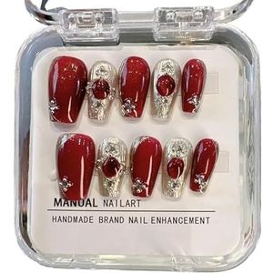 10PCS Roze Cat Eye Handgemaakte Pers Op Nagels Vierkante Kop Nepnagels Diamantontwerpen Volledige Dekking Nail Art Tips Draagbaar Kunstnagels (Color : 8S)