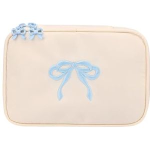 Generic Reizen Make-uptas met Patroon Waterdichte Draagbare Make Up Tassen Huidverzorging Borstel Organizer Zakjes Leuke Make-up Organizer voor Vrouwen, Lichtblauw, 185.00x125.00x70.00mm