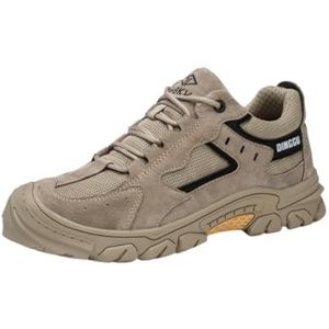 Veiligheidstrainers Stalen Neus Mannen Vrouwen Lichtgewicht Comfortabele Veiligheidsschoenen Ademend Werk Trainers met Demping Punctie Proof Veiligheidsschoenen Industriële Sneakers OMY109, Beige, 5