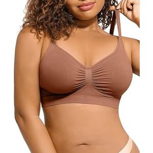 Draadloze Sculpt-bh Met Volledige Dekking Voor Dames, Verstelbare Bandjes En Naadloze Ondersteuning(Khaki,XX-Large)