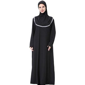 GladThink Moslim Abaya voor dames, Midden-Oosterse maxi-jurk met hijab, Grijs, M