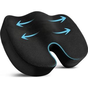 HomDSim Stuitbeen orthopedisch traagschuim zitkussen voor stoel auto kantoor thuis onderste stoelen massagekussen (zwart)