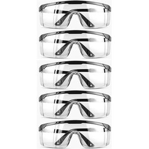 Veiligheidsbril, 5 stuks anti-spat oogbescherming werkveiligheidsbrillen winddicht stofdicht beschermende bril lens frame fietsbrillen(Black)