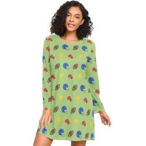 LI ZHI XIN Nachthemd voor dames, lange mouwen, nachthemd, nachthemden, slaapkleding, ronde hals, losse grote maten, nachtkleding, XXXL, fluitje, trofee-patroon, Meerkleurig, S