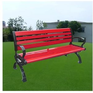 Outdoor tuinparkbank, houten tuinparkbank, terrasveranda stoelmeubilair, robuuste terrasstoel met rugleuning en armleuningen, afmeting: 150x40x75cm(Color:Maroon red,Size:B-120cm/47.2in)