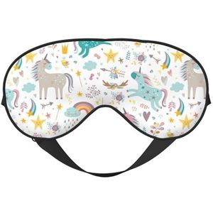 Eenhoorns Roze Print Comfortabele Oogmasker Volledige Dekking Lichtgewicht Mannen Vrouwen Outdoor Reizen Ontspanning