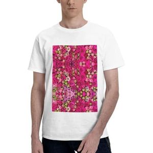 CKGODGF Katoenen T-shirt met ontluikende rozen voor heren, casual en comfortabel, korte mouwen, geschikt voor fitness en dagelijks gebruik, Wit, S