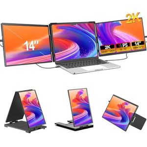 EVICIV Draagbare Monitor Voor Laptop-14"" 2K Display Dual Triple Screen Extender Voor 13'' -17.3'' Laptops
