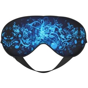 Blauw Muzikale Noten Print Slaapmasker, Nachtblinddoek, Zachte Oogschaduw Cover voor Vrouwen Mannen, voor Reizen Nap Meditatie
