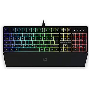 Lioncast® Gaming toetsenbord LK100 [RGB, 16.8 miljoen kleuren] - gamer toetsenbord RGB 75% - PC gaming toetsenbord verlicht zwart, toetsenbord gaming low profile gaming toetsenbord (incl. palmsteun)