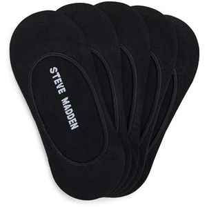 Steve Madden Vrouwen 5pk Solid Microfiber Sneaker Liners Sokken, Zwart, 9-11, Zwart, 9-11