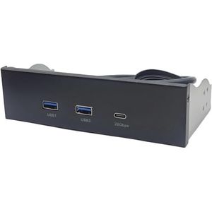 USB-Voorpaneel voor Pc 2-Poorts USB 3.2 GEN1 5 Gbps + 1-Poorts TYPE-C 10 Gbps/20 Gbps-Hub voor Desktop 5,25 Inch Floppy Drive Bay