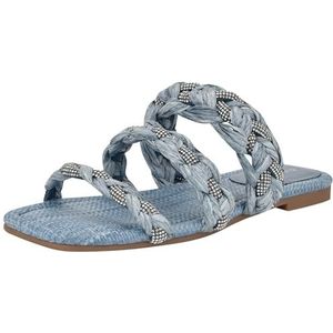 NINE WEST Qazz platte sandalen voor dames, lichtblauw 450, 39 EU