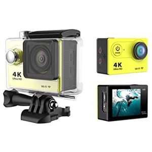 Ultra HD 4K Actiecamera WiFi 1 2MP 2 Inch 30m Go Waterdichte Pro 170D Helm Fiets Video Registratie Camera Outdoor Sport Cam(Size:With Remote,Color:Giallo)