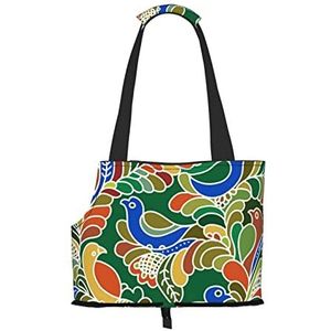 OTRAHCSD Opvouwbare huisdier handtas, kleurrijke vogels huisdier draagtas, outdoor reizen huisdieren schoudertas voor winkelen wandelen